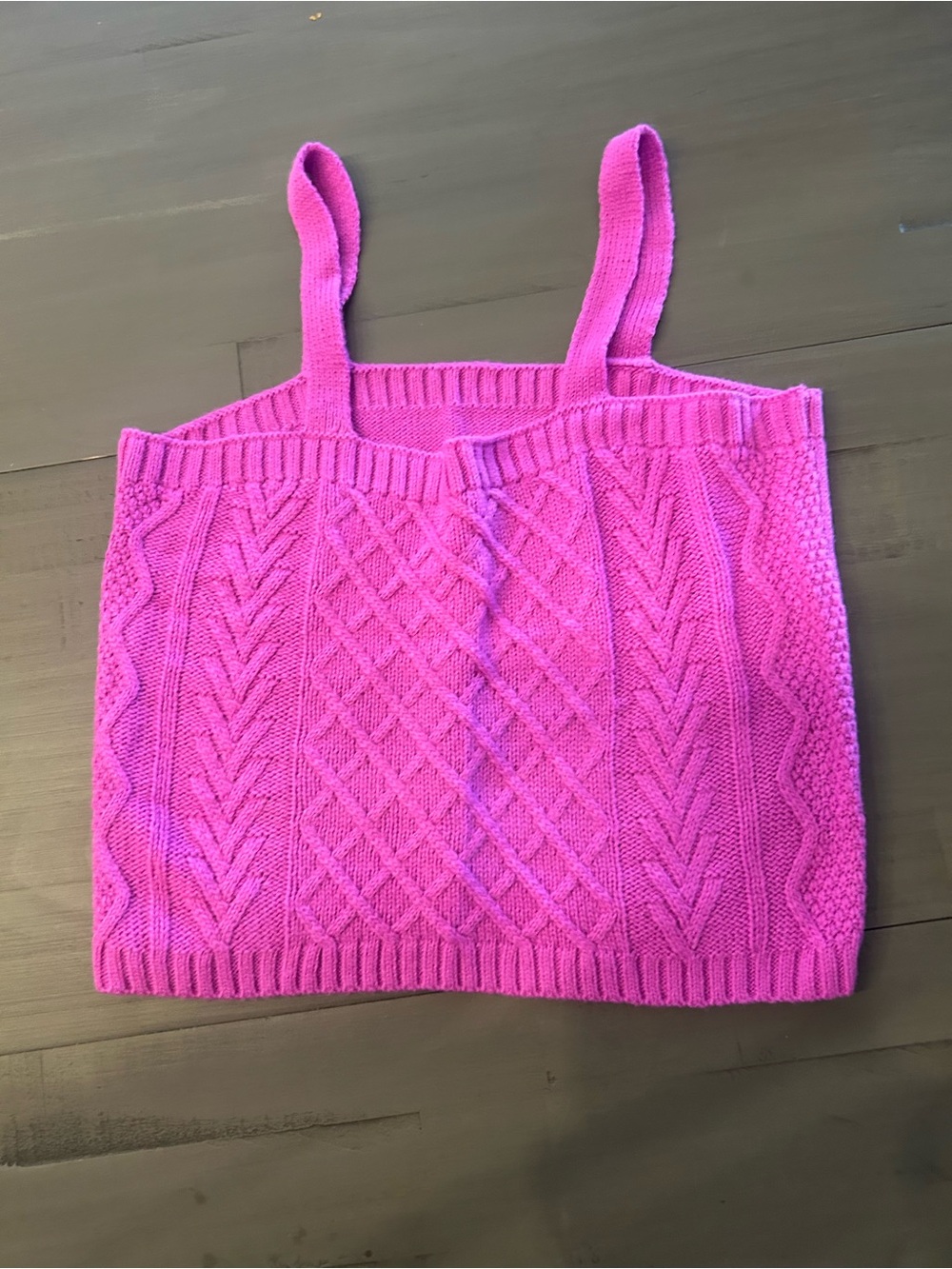SHEIN Bright Pink Cable Knit Crop Tank
